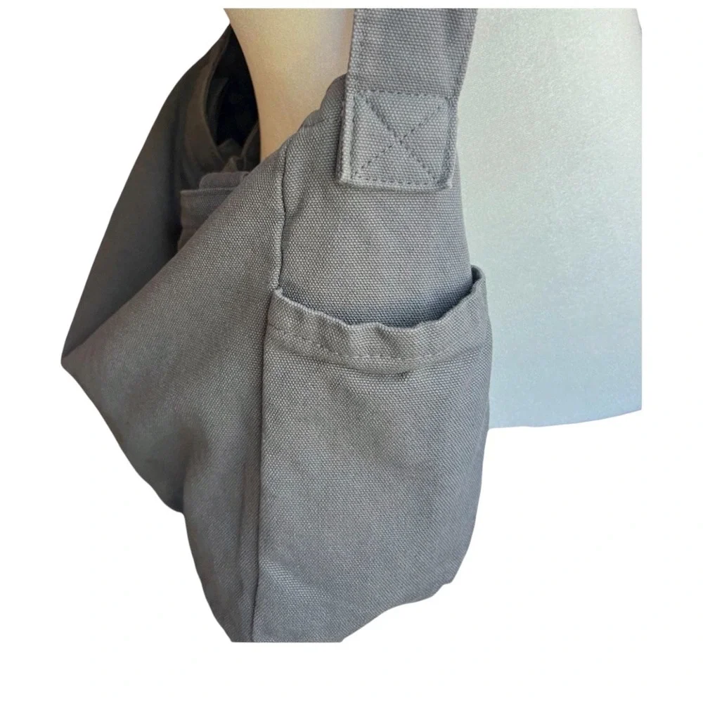 Unisex Gray Canvas Large Capacity Messenger / Crossbody Tote Bag - New